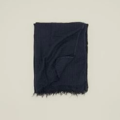 Simple Linen Throw - Navy