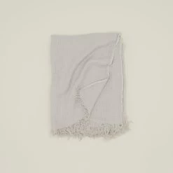 Simple Linen Throw - Light Grey