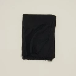 Simple Linen Throw - Black