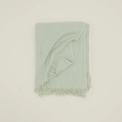 Simple Linen Throw - Sage