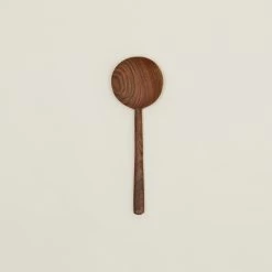 Hand Carved Walnut Large Round Spoon