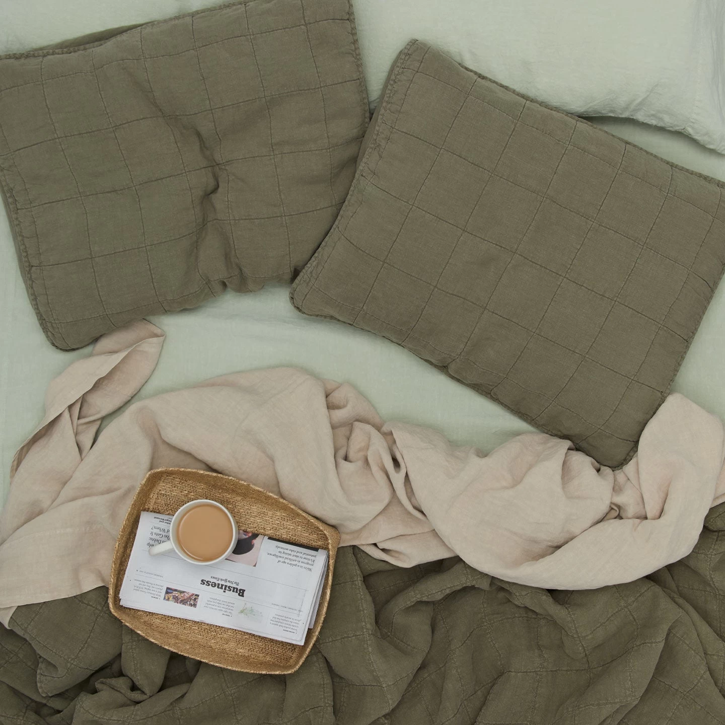 Simple Linen Fitted Sheet - Sage - Image 3