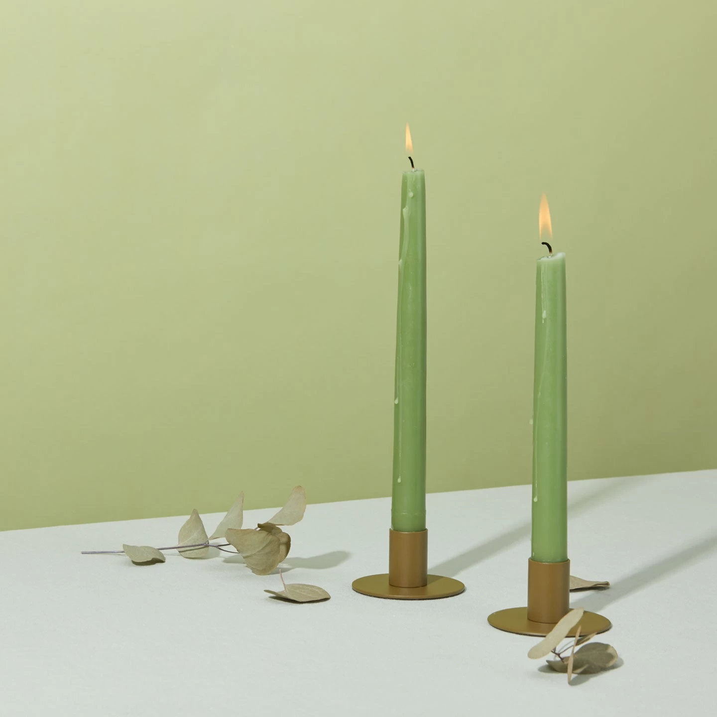 Essential Metal Candle Holders, Set Of 2 - Olive - Image 4