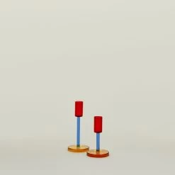 Color Block Candle Holder - Red/Blue