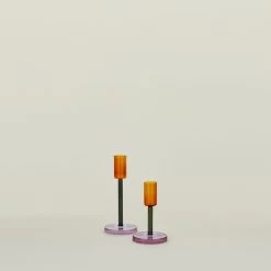 Color Block Candle Holder - Orange/Grey