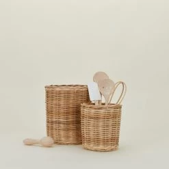 Bloomingville Wicker Canisters, Set Of 2