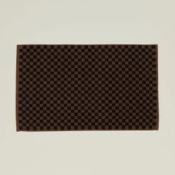 Roman Check Bath Mat - Brown