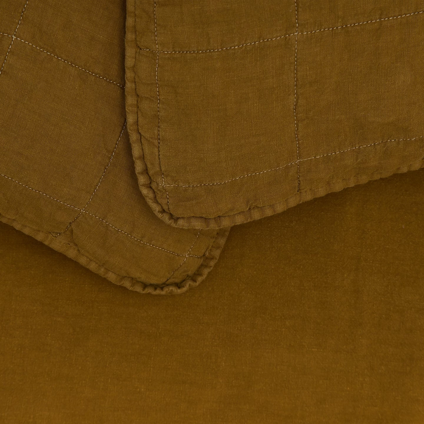 Simple Linen Quilted Shams, Set Of 2 - Bronze - Image 2