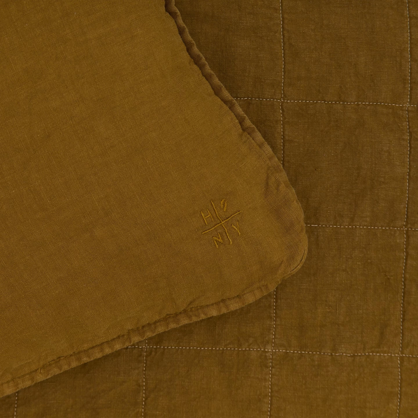 Simple Linen Quilted Shams, Set Of 2 - Bronze - Image 3