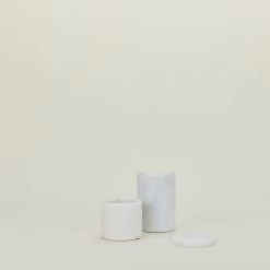 Modern Marble Canister - White