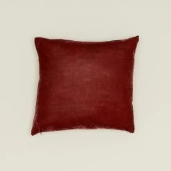 Reversible Velvet + Linen Pillow - Rust