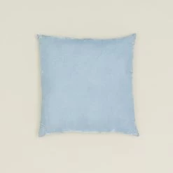 Reversible Velvet + Linen Pillow - Sky