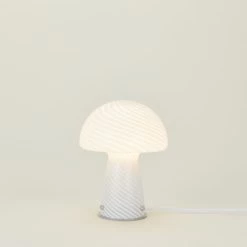 Glass Tall Mushroom Lamp - White