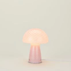 Glass Tall Mushroom Lamp - Pink