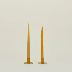 Essential Metal Candle Holders, Set Of 2 - Mustard