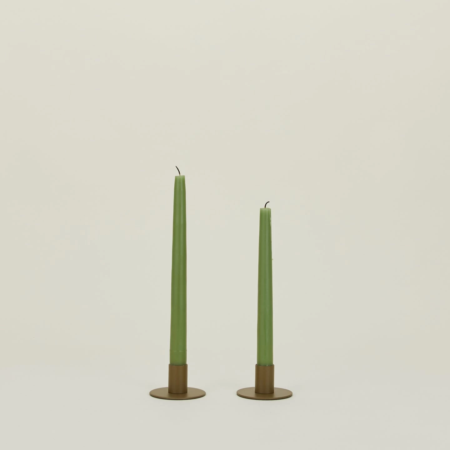 Essential Metal Candle Holders, Set Of 2 - Olive