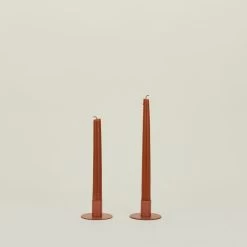 Essential Metal Candle Holders, Set Of 2 - Terracotta