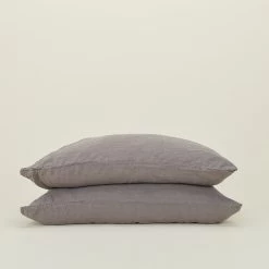 Simple Linen Pillowcases, Set Of 2 - Dark Grey