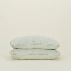 Simple Linen Quilted Shams, Set Of 2 - Sage