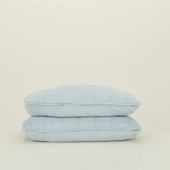 Simple Linen Quilted Shams, Set Of 2 - Sky