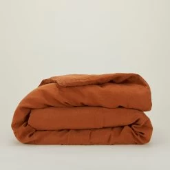 Simple Linen Duvet - Terracotta