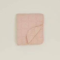 Simple Linen Quilted Throw - Blush