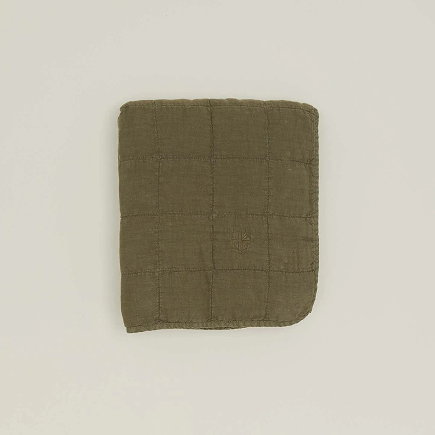 Simple Linen Quilted Throw - Olive - Image 2