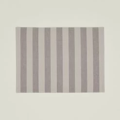 Essential Striped Placemat, Set Of 4 - Light Grey/Dark Grey