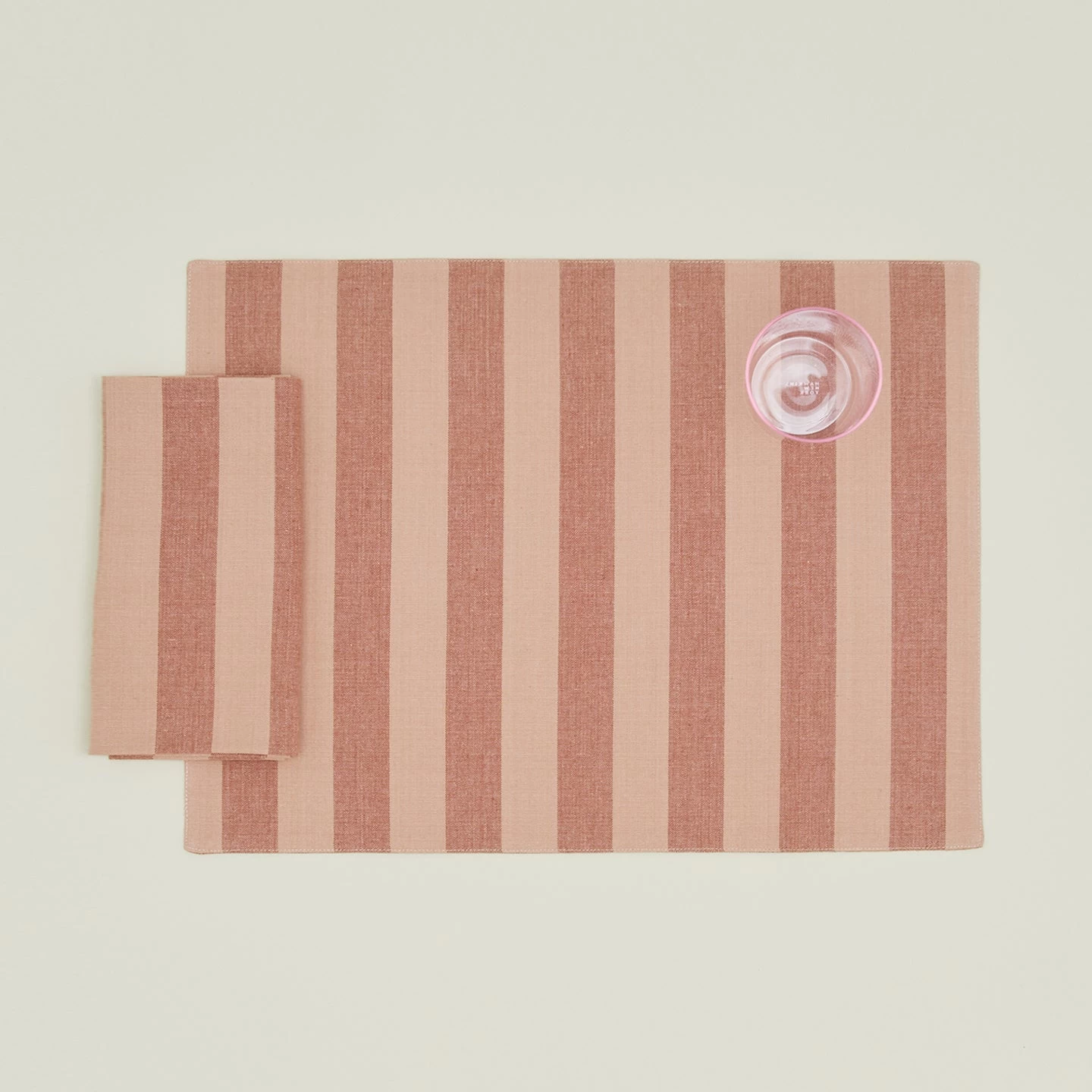 Essential Striped Placemat, Set Of 4 - Blush/Terracotta - Image 2