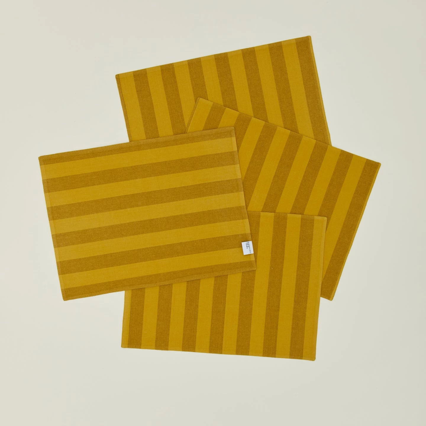 Essential Striped Placemat, Set Of 4 - Mustard/Bronze - Image 4