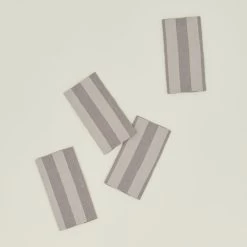 Essential Striped Dinner Napkin, Set Of 4 - Light Grey/Dark Grey
