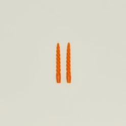Twisted Taper Candle, Set Of 2 - Orange