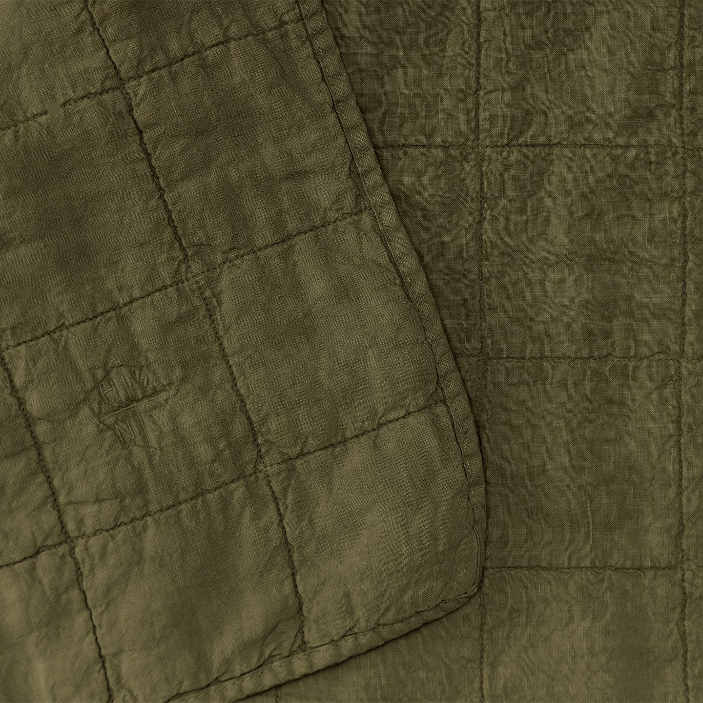 Simple Linen Quilted Throw - Olive - Image 3