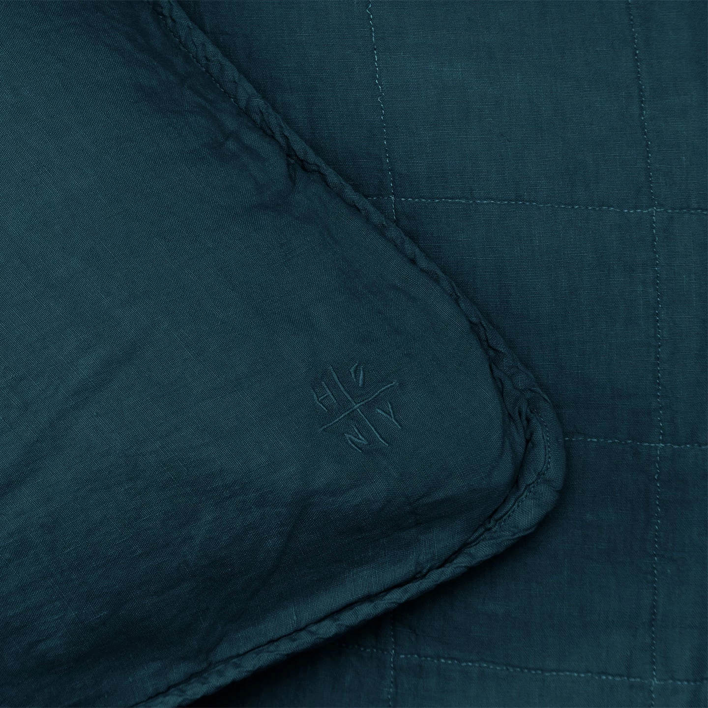 Simple Linen Quilted Shams, Set Of 2 - Peacock - Image 3