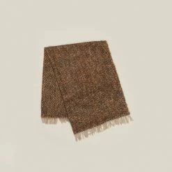 Herringbone Mohair Throw - Brown
