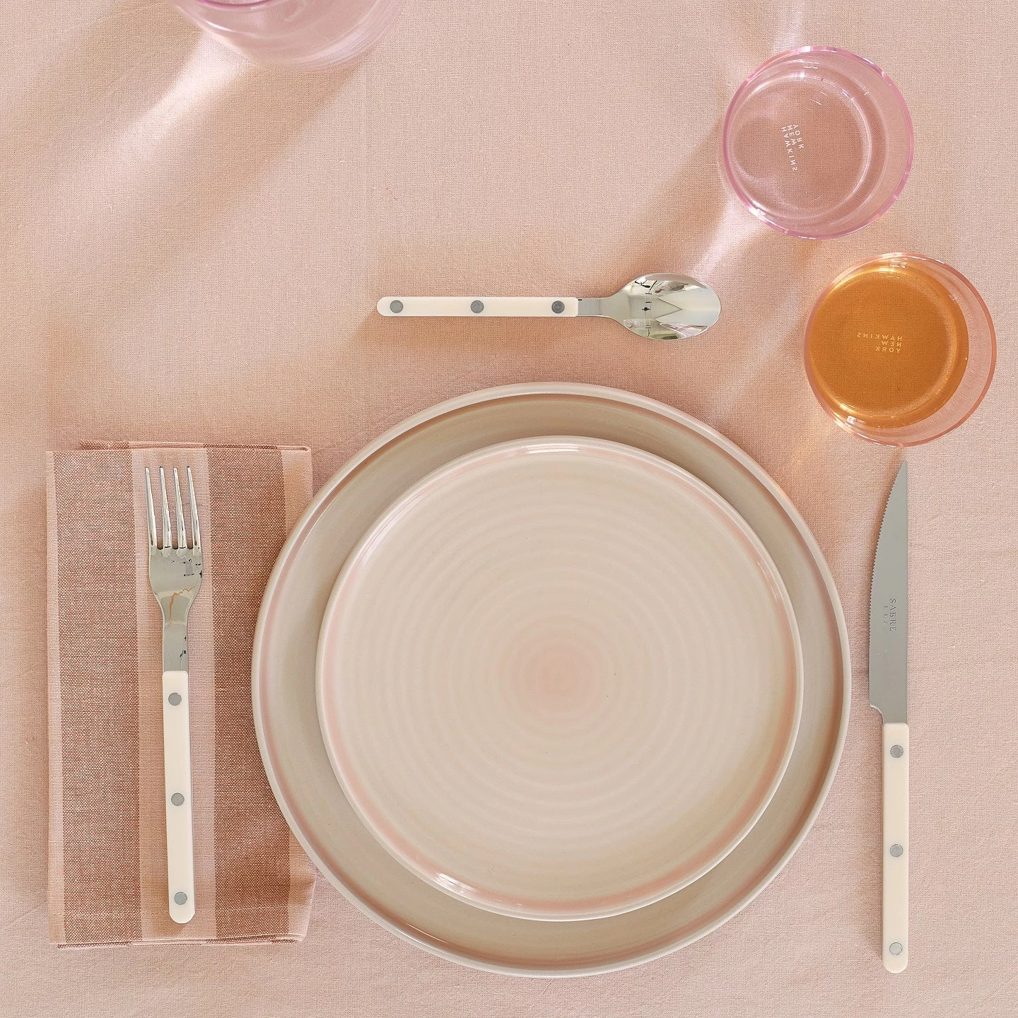 Essential Striped Dinner Napkin, Set Of 4 - Blush/Terracotta - Image 3