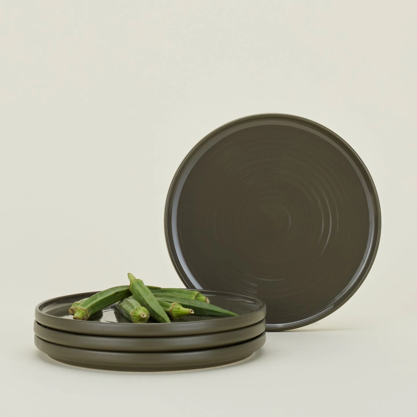 Essential Salad Plate, Set Of 4 - Olive