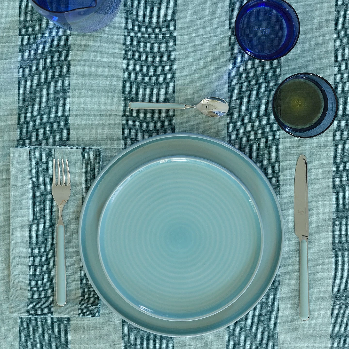 Essential Striped Tablecloth - Sky/Peacock - Image 3
