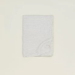 Chambray Linen Throw Blanket - White Stripe