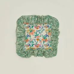 Ruffled Floral Cushion - Fern