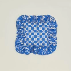 Ruffled Floral Cushion - Klein Blue