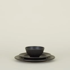 Stoneware Dinnerware, 3 Piece Set - Black