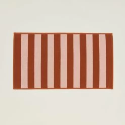 Simple Striped Terry Bath Mat - Blush/Terracotta
