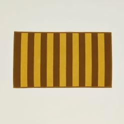 Simple Striped Terry Bath Mat - Mustard/Bronze