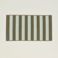 Simple Striped Terry Bath Mat - Sage/Olive