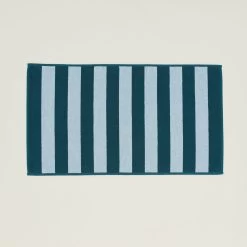 Simple Striped Terry Bath Mat - Sky/Peacock