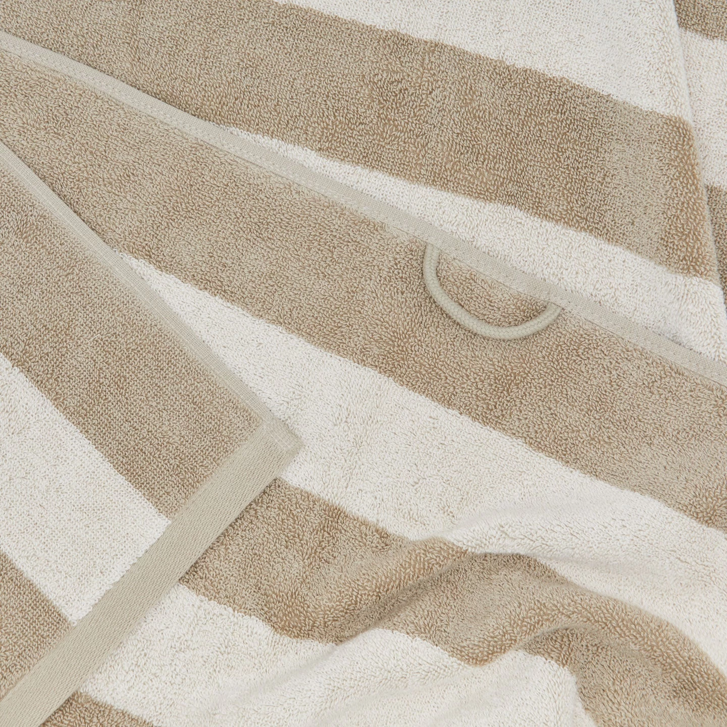 Simple Striped Terry Beach Towel - Ivory/Flax - Image 4