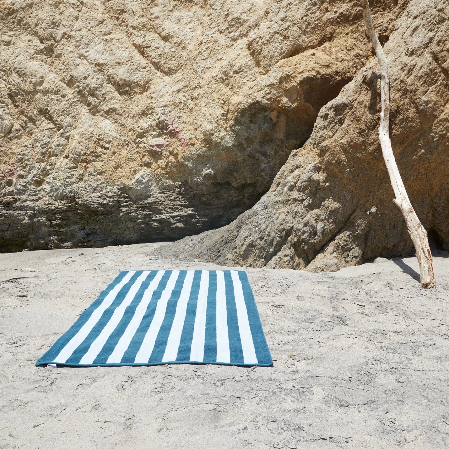 Simple Striped Terry Beach Towel - Sky/Peacock - Image 2