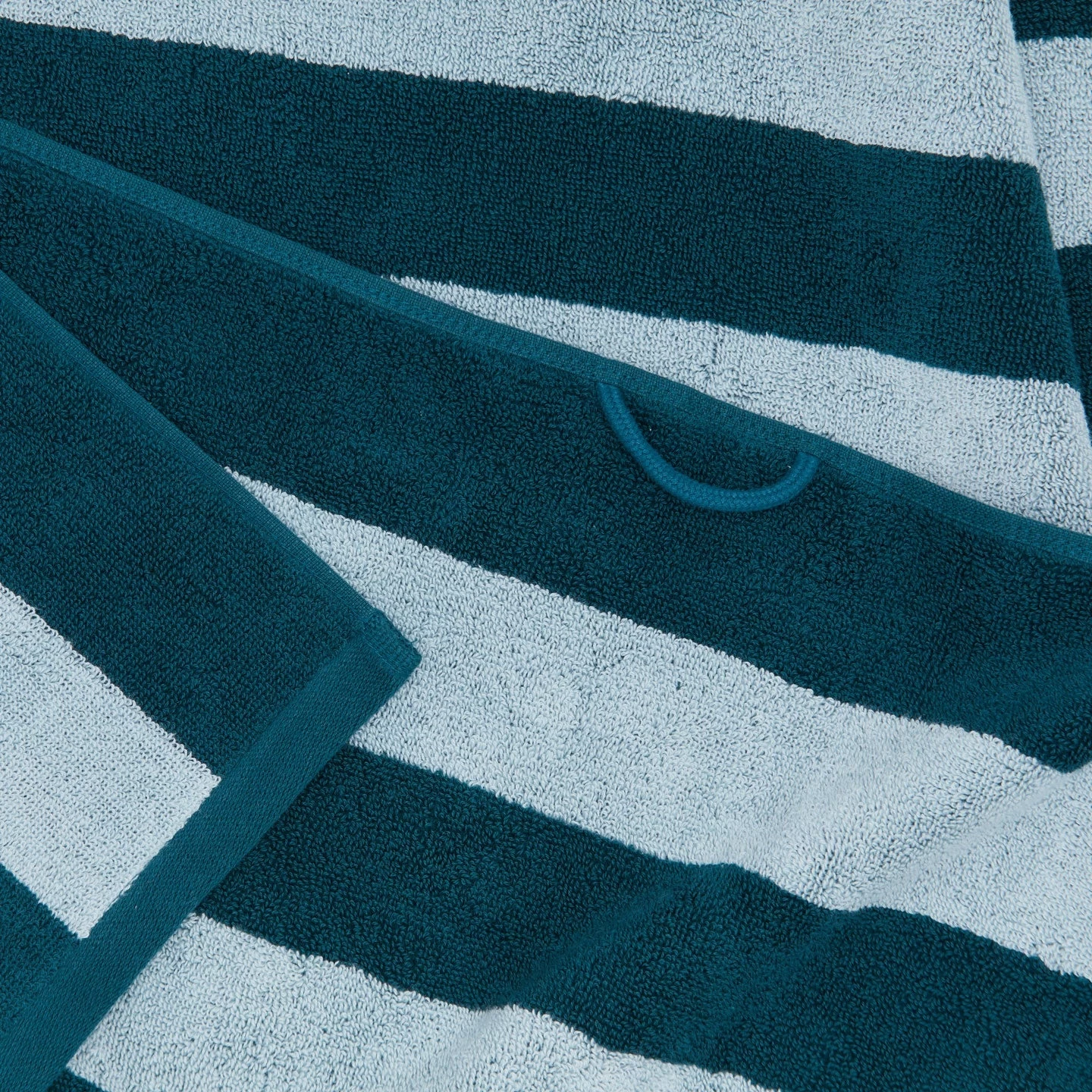 Simple Striped Terry Beach Towel - Sky/Peacock - Image 4