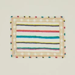 Block Printed Quilted Placemat - Block Printed Multi Stripe